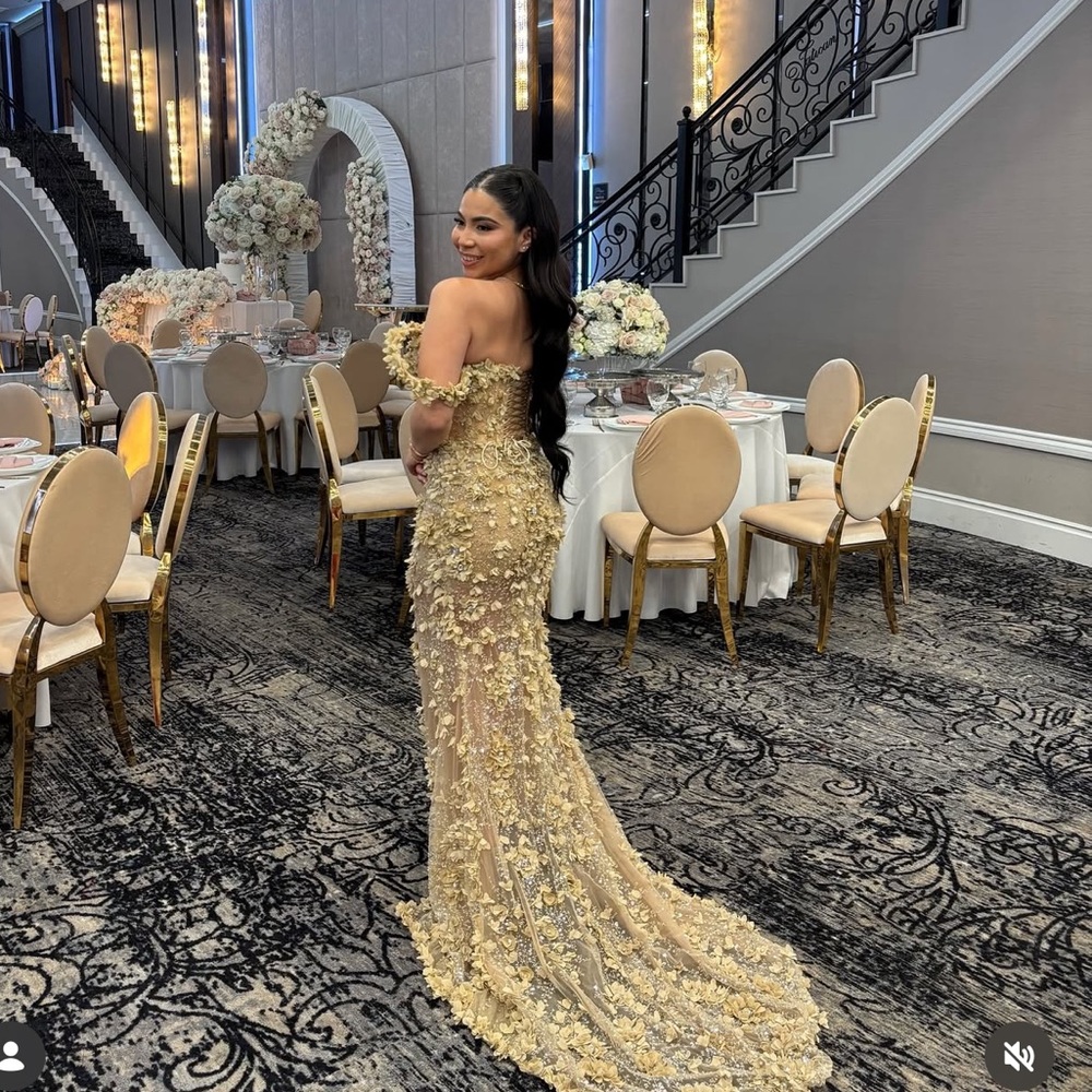 Elegant Tan Evening Gown - Picture 3 of 4